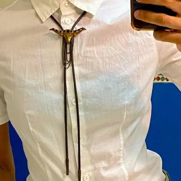 VINTAGE Bronze Bolo Tie with Longhorn Bull Signed with Patent - Picture 7 of 7